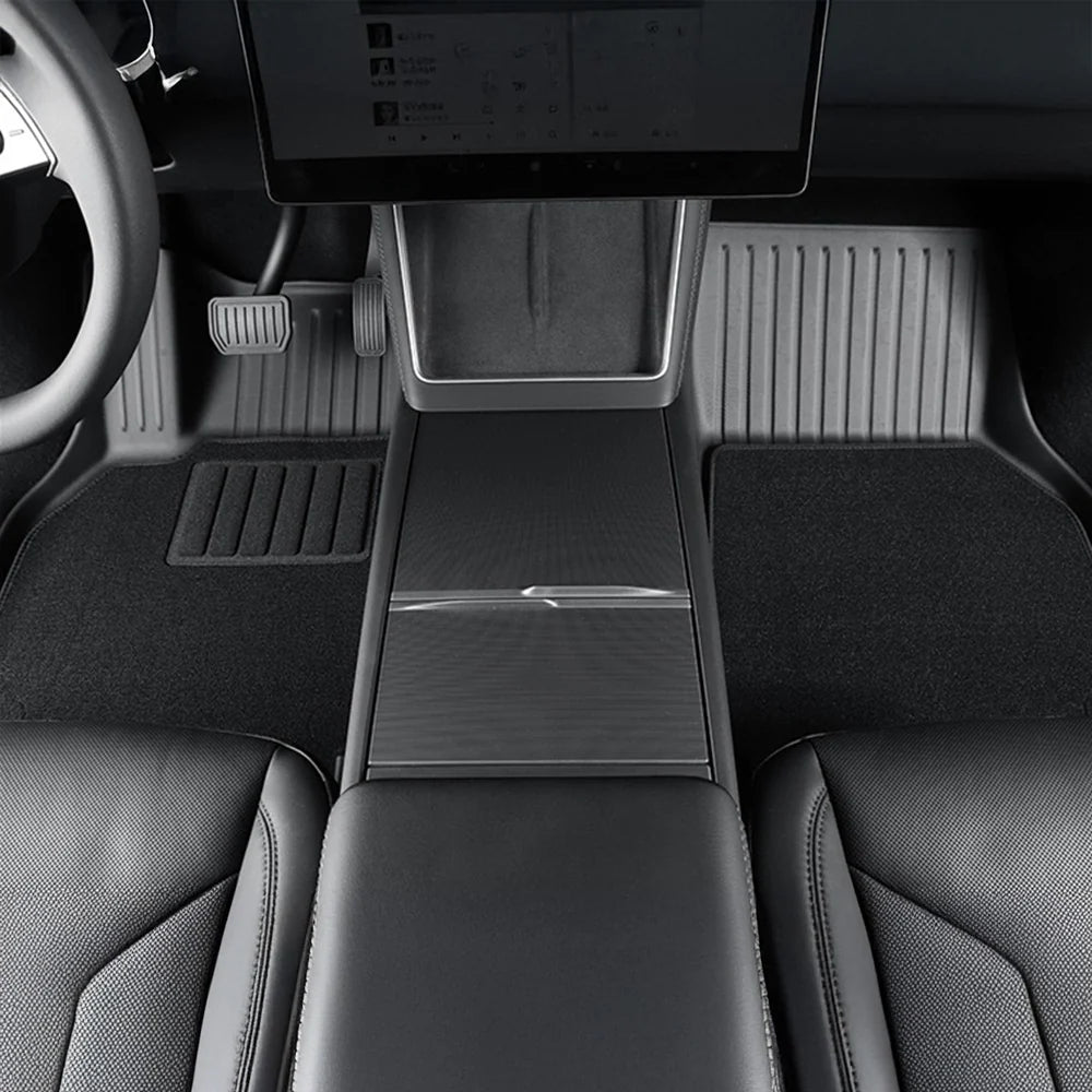 2025+ Tesla Model Y Juniper Right-Hand Drive TPE All-Weather Floor Mats with Detachable Carpet Liners – Custom OEM Fit Interior Protection for Tesla Model Y RHD Standard, Long Range & Performance