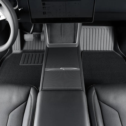 2025+ Tesla Model Y Juniper Right-Hand Drive TPE All-Weather Floor Mats with Detachable Carpet Liners – Custom OEM Fit Interior Protection for Tesla Model Y RHD Standard, Long Range & Performance