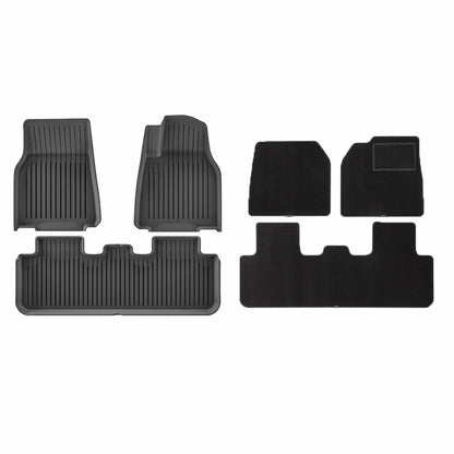 2025+ Tesla Model Y Juniper Right-Hand Drive TPE All-Weather Floor Mats with Detachable Carpet Liners – Custom OEM Fit Interior Protection for Tesla Model Y RHD Standard, Long Range & Performance
