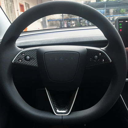 Carbon Fiber Steering Wheel Trim Cover Kit for Tesla Model Y Juniper (2025+) | Premium OEM-Fit Interior Upgrade | Gloss & Matte Finish | Scratch-Resistant Luxury Styling Accessories