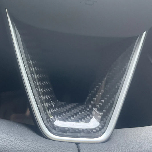 Carbon Fiber Steering Wheel Trim Cover Kit for Tesla Model Y Juniper (2025+) | Premium OEM-Fit Interior Upgrade | Gloss & Matte Finish | Scratch-Resistant Luxury Styling Accessories