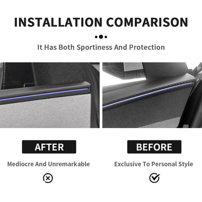 Carbon Fiber Door Trim Covers for Tesla Model Y Juniper (2025+) | Interior Ambient Lighting Overlay Kit | Premium Dry Carbon Fiber Cabin Upgrade Accessories