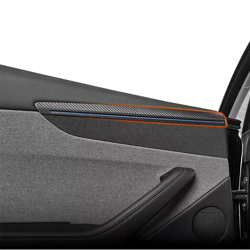 Carbon Fiber Door Trim Covers for Tesla Model Y Juniper (2025+) | Interior Ambient Lighting Overlay Kit | Premium Dry Carbon Fiber Cabin Upgrade Accessories