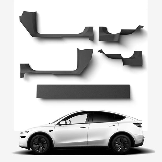2025+ Tesla Model Y Juniper TPE Door Sill Guards & Rear Step Protector Set (5PCS) – Custom Interior Carpet Protection Covers for Front & Rear Entry Areas