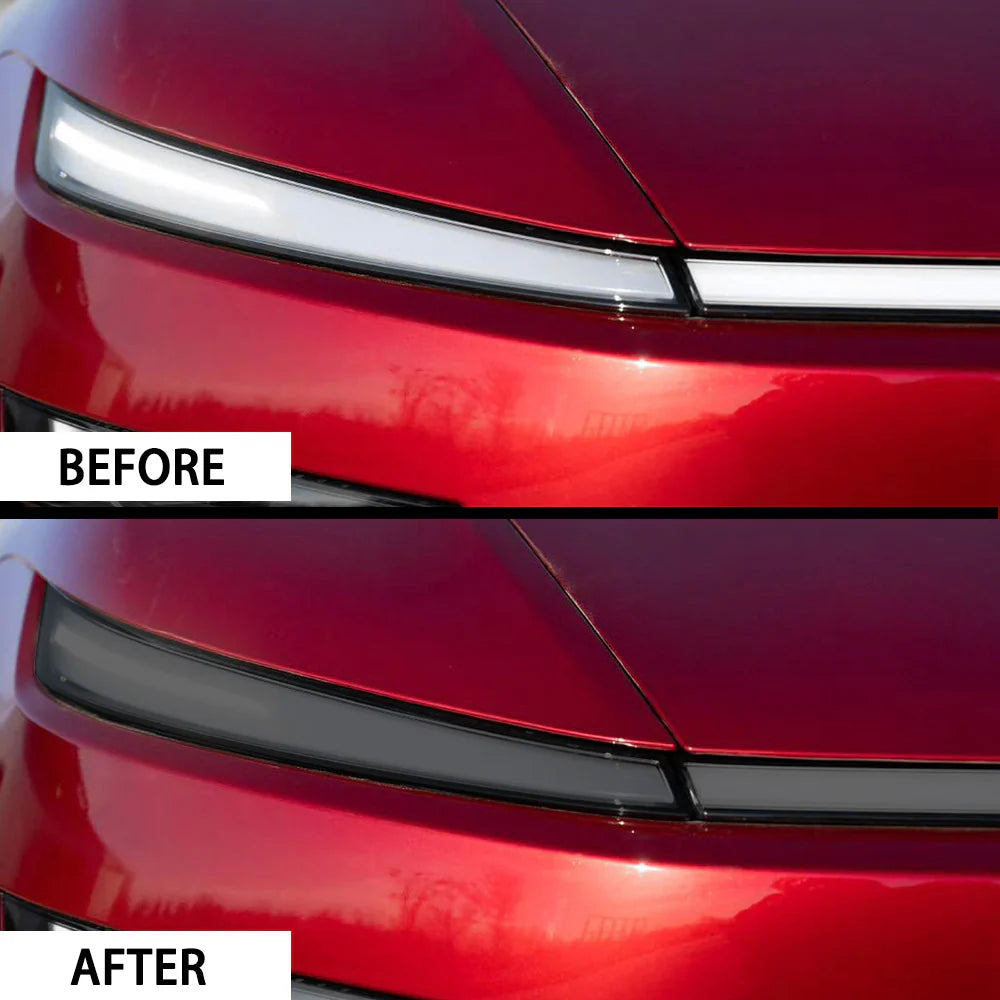 2025+ Tesla Model Y Juniper SmartLight UV-Reactive TPU Headlight & Light Bar Film Covers | 155µm Self-Adjusting Photochromic 70% Smoke Tint Pre-Cut Protection Kit | Scratch-Resistant, Self-Healing, OEM Fit Exterior Upgrade