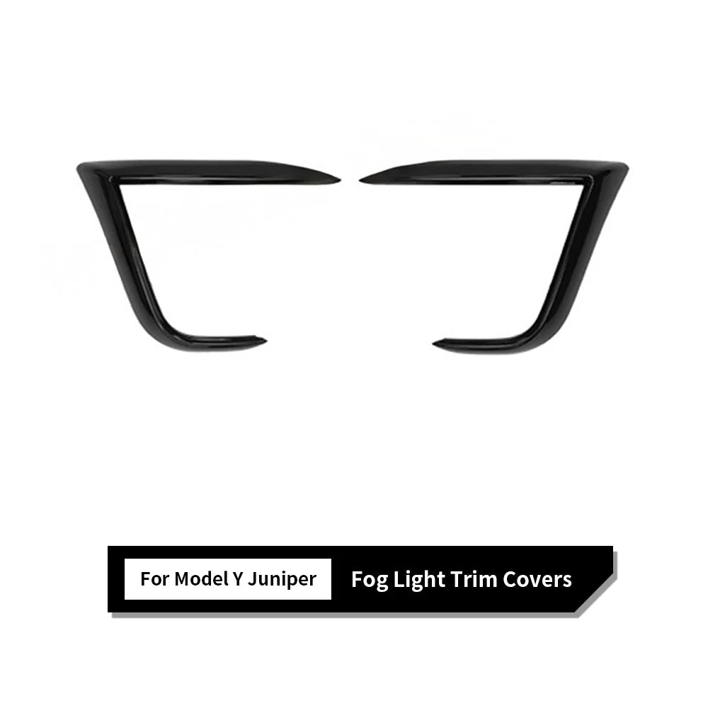 2026+ Tesla Model Y Juniper Fog Light Trim Covers in Matte & Glossy Black ABS – Custom Front Bumper Accent Garnish for 2025.03+ New Model Y Juniper, Aerodynamic Exterior Styling Upgrade, Easy No-Drill Installation (Not for Performance)