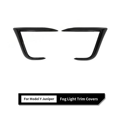 2026+ Tesla Model Y Juniper Fog Light Trim Covers in Matte & Glossy Black ABS – Custom Front Bumper Accent Garnish for 2025.03+ New Model Y Juniper, Aerodynamic Exterior Styling Upgrade, Easy No-Drill Installation (Not for Performance)