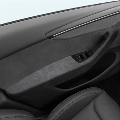 Alcantara Door Armrest Cover for Tesla Model Y Juniper 2025.03+ & Tesla Model 3 Highland 2024+ – Premium Suede Interior Protector, Anti-Scratch, Easy Install (Front & Rear Set)