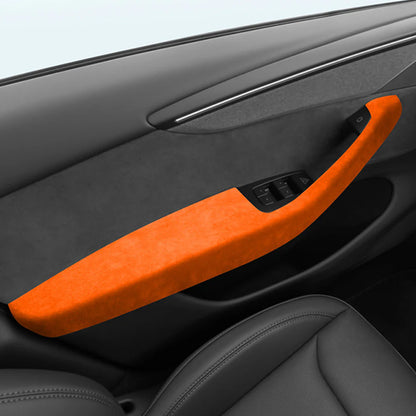 Alcantara Door Armrest Cover for Tesla Model Y Juniper 2025.03+ & Tesla Model 3 Highland 2024+ – Premium Suede Interior Protector, Anti-Scratch, Easy Install (Front & Rear Set)