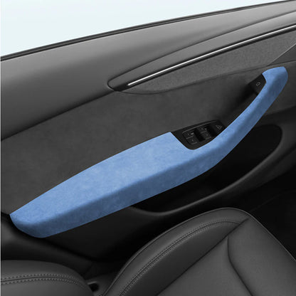 Alcantara Door Armrest Cover for Tesla Model Y Juniper 2025.03+ & Tesla Model 3 Highland 2024+ – Premium Suede Interior Protector, Anti-Scratch, Easy Install (Front & Rear Set)