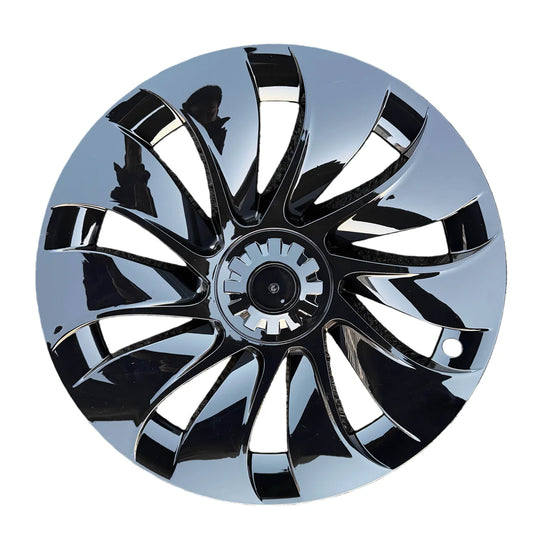 20" Uberturbine Style Wheel Covers for Tesla Model Y Juniper 2025+ (Helix 2.0 Wheels) – Full Rim Protection, Aerodynamic Hubcaps, Satin Black ABS