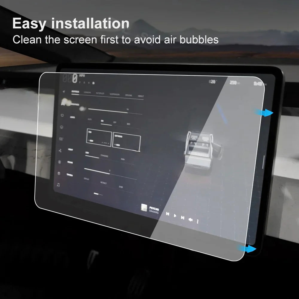 Tesla Cybertruck 9H Tempered Glass Screen Protector Kit – Front & Rear Display Protection, Anti-Scratch, Anti-Fingerprint, Crystal Clear (2-Piece Set)