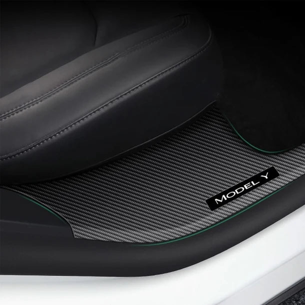 2020-2024 Tesla Model Y ABS Carbon Fiber Pattern Rear Door Sill Protector Trim