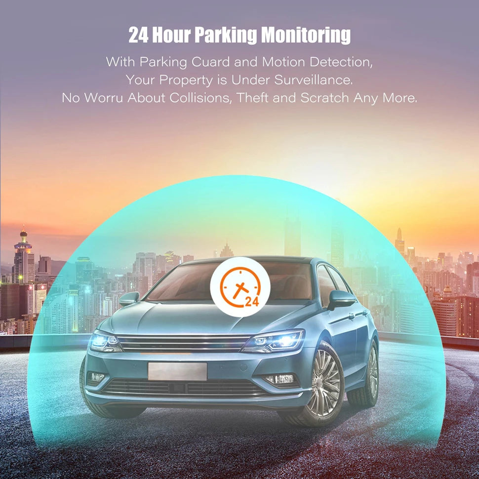 3 Channel Car DVR, Monitor your property with 24-hour parking monitoring, including motion detection for collision, theft, and scratch protection.