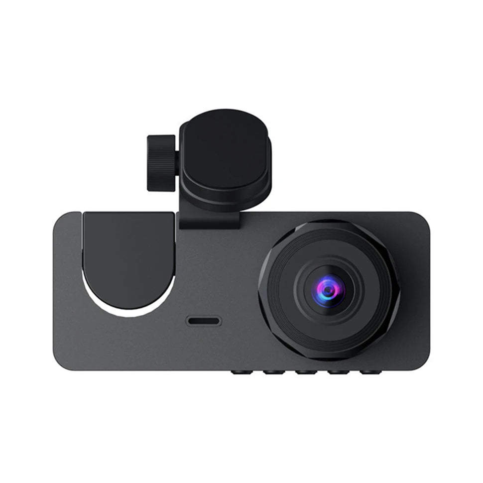 3 Channel Car DVR, Package includes dash cam, power cable, charger, manual, parking monitoring (opt), rearview camera (opt) for easy installation and high-quality video recording.