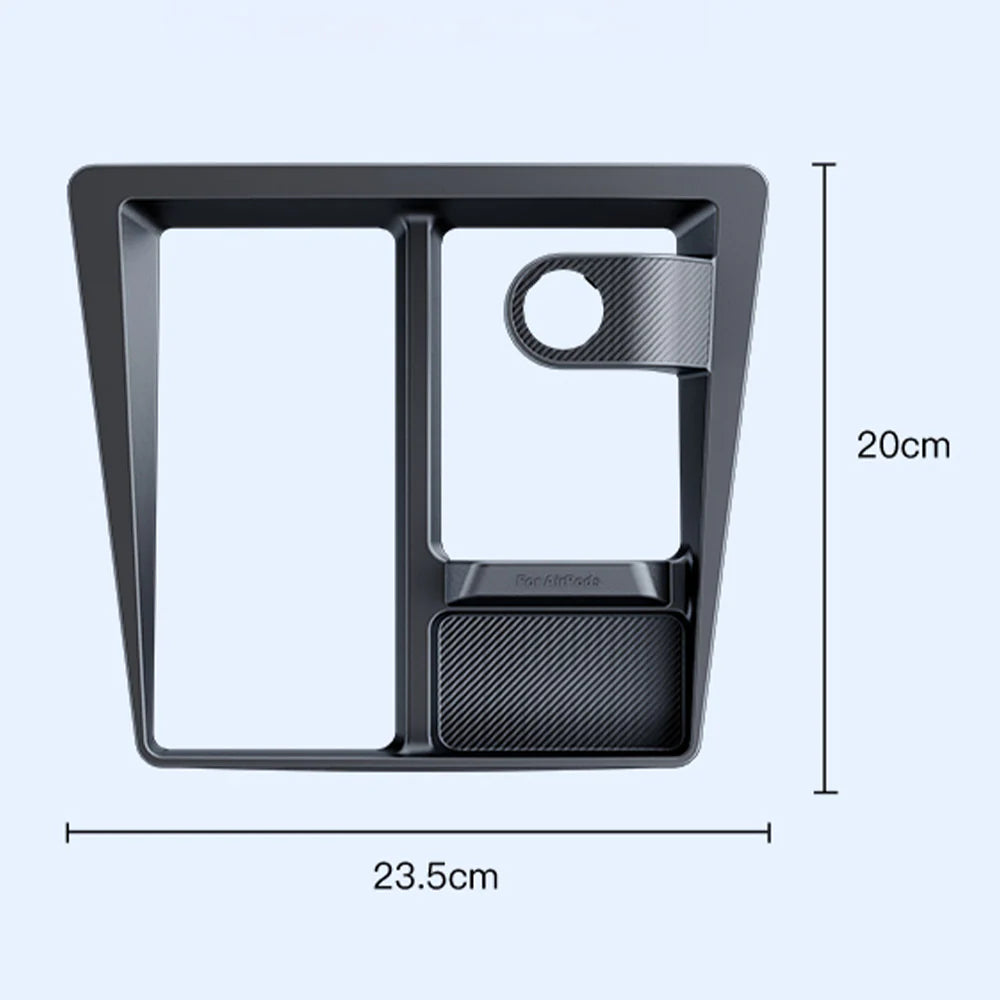 3-in-1 Wireless Charging Center Console Organizer Tray for Tesla Model 3 Highland (2024–2026+) & Tesla Model Y Juniper (2025–2026+) | Anti-Slip Silicone Storage Insert for Phone, Sunglasses & Accessories | Carbon Fiber Texture Interior Upgrade