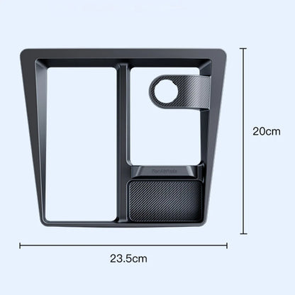 3-in-1 Wireless Charging Center Console Organizer Tray for Tesla Model 3 Highland (2024–2026+) & Tesla Model Y Juniper (2025–2026+) | Anti-Slip Silicone Storage Insert for Phone, Sunglasses & Accessories | Carbon Fiber Texture Interior Upgrade