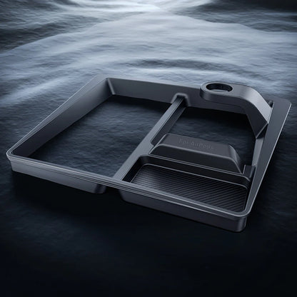 3-in-1 Wireless Charging Center Console Organizer Tray for Tesla Model 3 Highland (2024–2026+) & Tesla Model Y Juniper (2025–2026+) | Anti-Slip Silicone Storage Insert for Phone, Sunglasses & Accessories | Carbon Fiber Texture Interior Upgrade