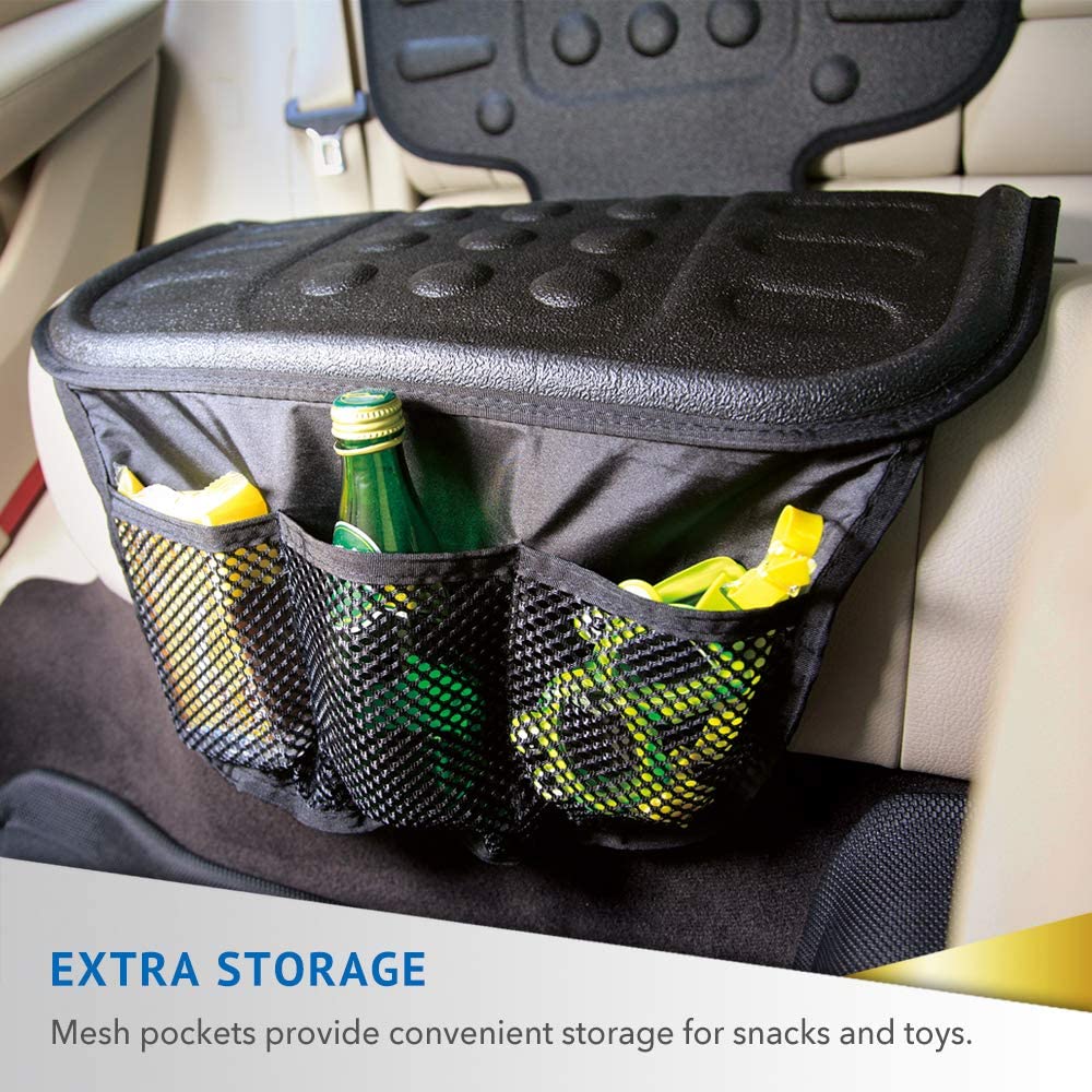 Child Car Seat Protector with Anti-Skid TPR Backing & Storage Pockets – Fits Infant, Convertible & Booster Seats