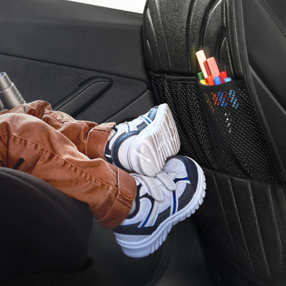 Anti-Kick Car Seat Back Protector for Kids – Universal 3D Bucket Seat Kick Mat (20"x26") with Storage Pockets