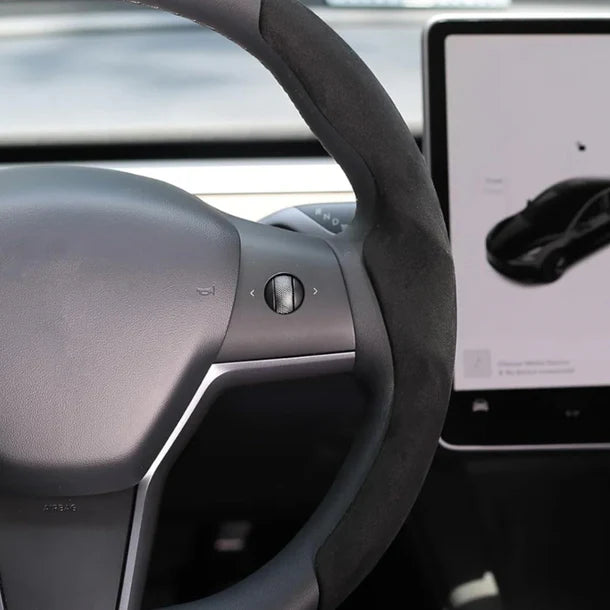 Suede Steering Wheel Cover for Tesla Model 3 & Model Y – Anti-Slip Grip, Enhanced Comfort, Luxury Interior Upgrade
