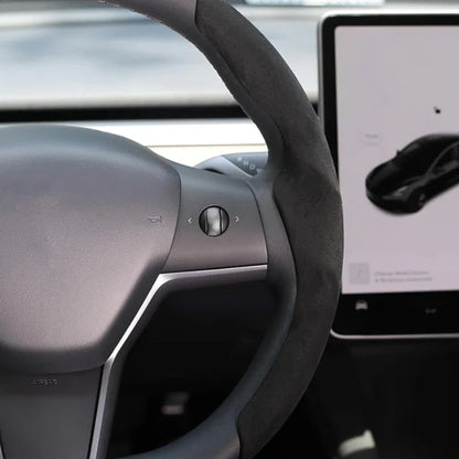 Suede Steering Wheel Cover for Tesla Model 3 & Model Y – Anti-Slip Grip, Enhanced Comfort, Luxury Interior Upgrade