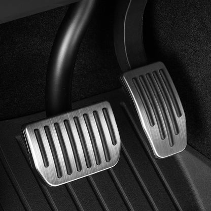 Upgraded Stainless Steel Performance Pedal Covers for Tesla Model 3 (2017–2026) & Tesla Model Y (2020–2026+) – Anti-Slip Rubber Grip Accelerator & Brake Pedal Kit, Easy DIY OEM Fit