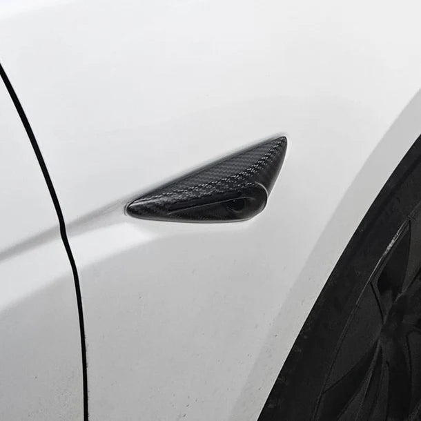 Real Carbon Fiber Side Camera Cover Trim for Tesla Model 3 Highland (2024+) – Exterior Camera Protection & Styling Upgrade