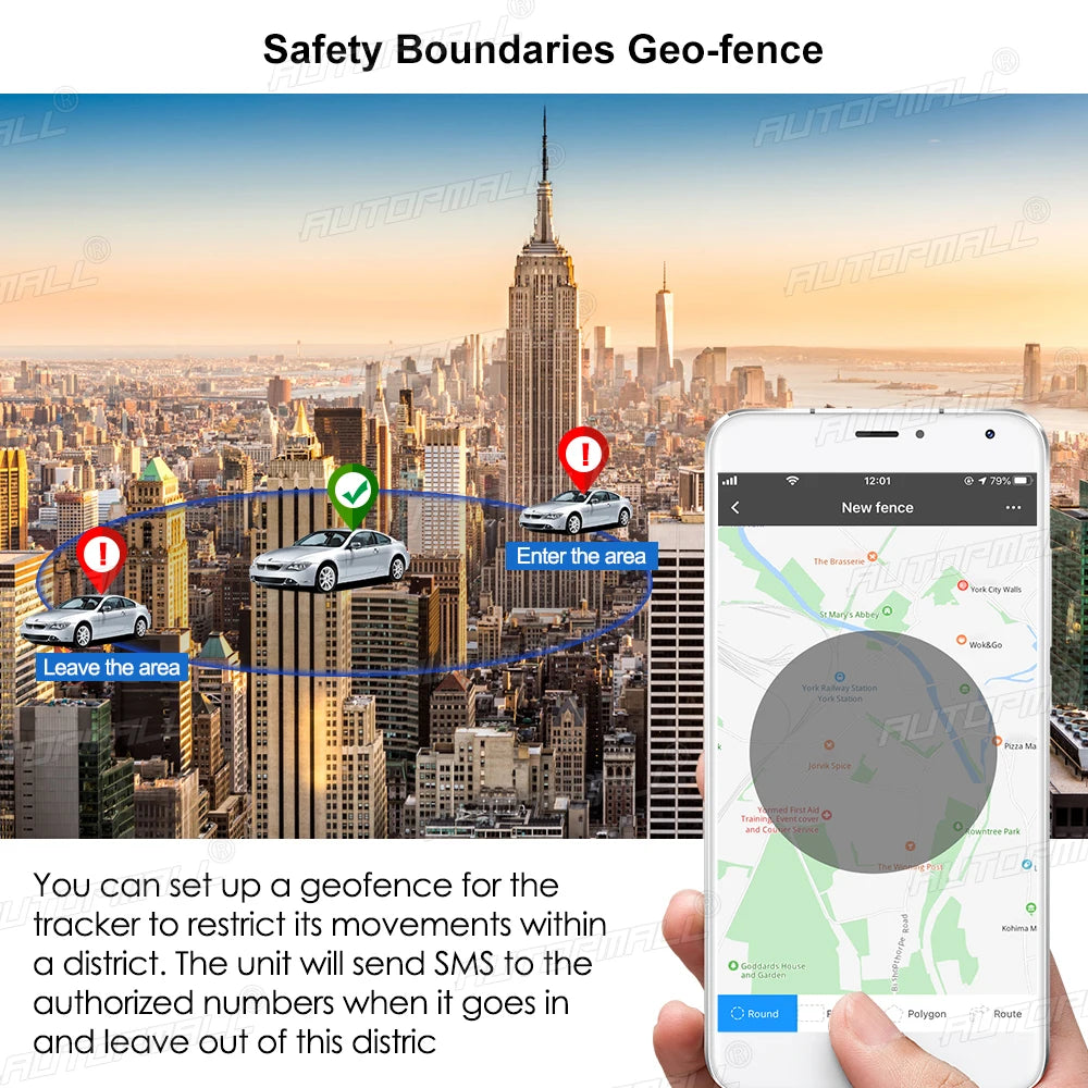 4G LTE GPS, Set up a geofence to track movement restrictions.