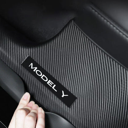 2020-2024 Tesla Model Y ABS Carbon Fiber Pattern Rear Door Sill Protector Trim
