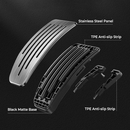 Upgraded Stainless Steel Performance Pedal Covers for Tesla Model 3 (2017–2026) & Tesla Model Y (2020–2026+) – Anti-Slip Rubber Grip Accelerator & Brake Pedal Kit, Easy DIY OEM Fit