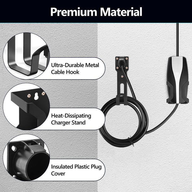 Aluminum Alloy EV Charger Wall-Mount Holder – U.S. Standard for Tesla Model 3 / Model Y / Model 3 Highland / Model Y Juniper / Model X / Model S / Cybertruck