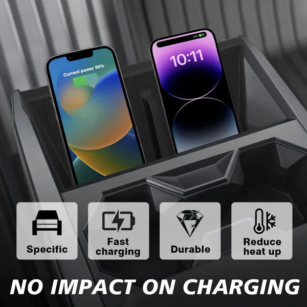 Center Console Phone Charging Pad Silicone Mat for Tesla Cybertruck – Anti-Slip, Heat-Resistant Protective Cover for Wireless Charging Area