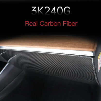 Dry Carbon Fiber Glove Box Cover for Tesla Model 3 & Model Y (2017–2025) – Interior Scratch Protection Overlay (Highland & Juniper)