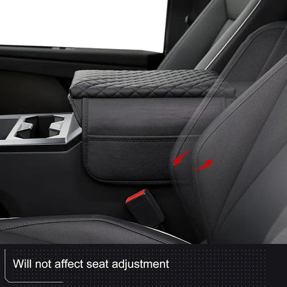 Tesla Cybertruck Padded Center Armrest Cover with Side Storage Pockets – Premium Leather Protector, Custom Fit Interior Accessory | Model Cybertruck