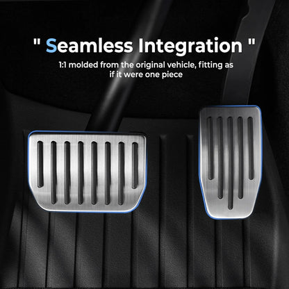 Upgraded Stainless Steel Performance Pedal Covers for Tesla Model 3 (2017–2026) & Tesla Model Y (2020–2026+) – Anti-Slip Rubber Grip Accelerator & Brake Pedal Kit, Easy DIY OEM Fit