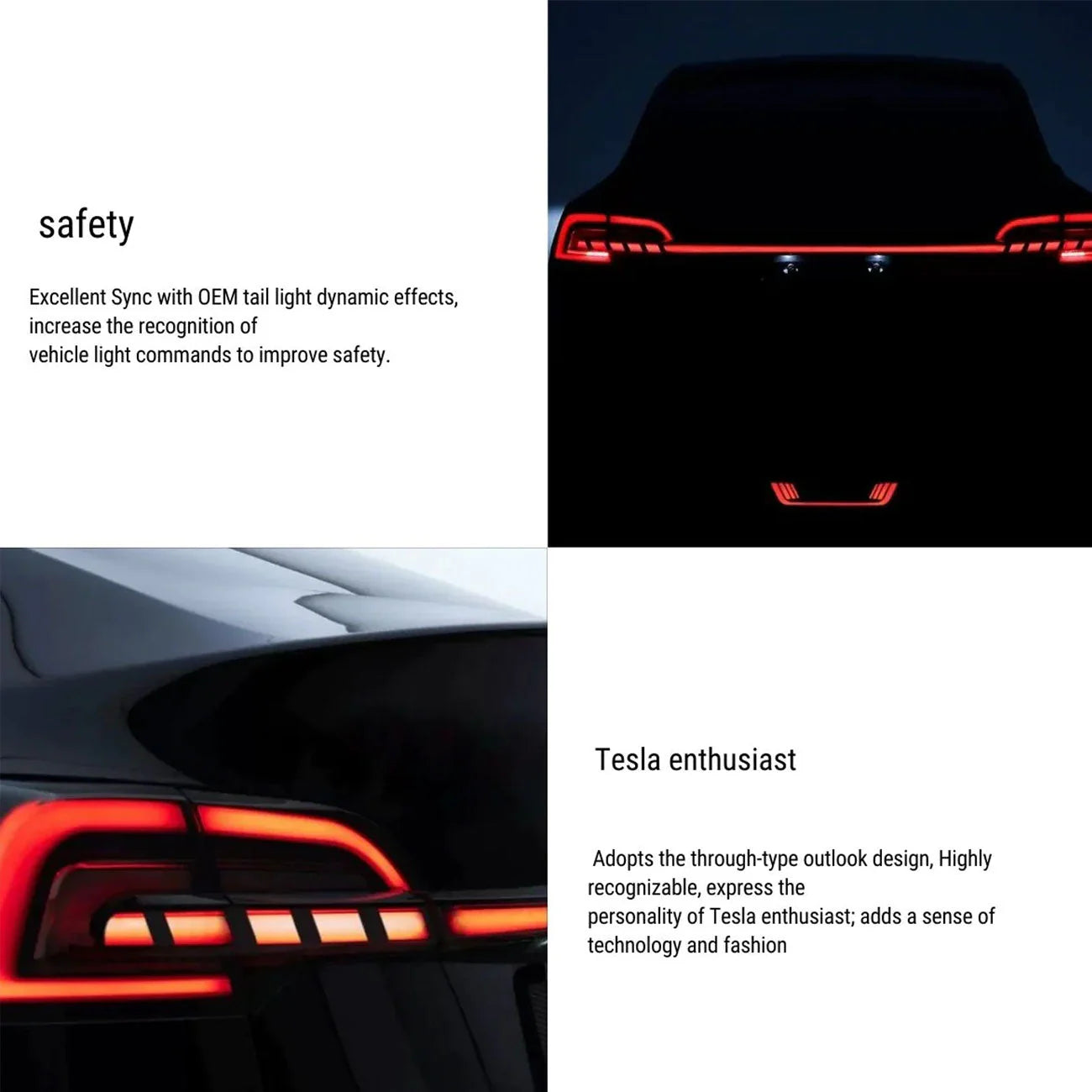 Starlink Full-Width LED Strip Tail Light for Tesla Model 3/Y — Dynamic Sequential Turn Signal, Plug & Play Upgrade