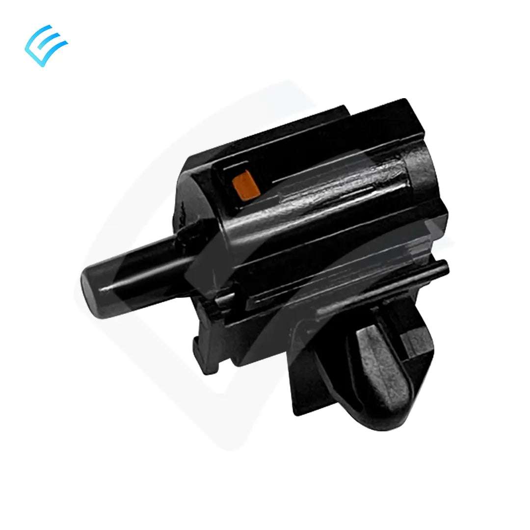 Side view of Tesla ambient air temperature sensor with probe tip and mounting clip