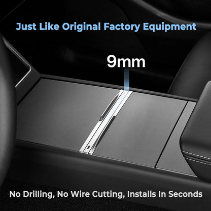 60W GaN Retractable Charging Hub for Tesla Model 3 Highland (2024+) & Model Y Juniper (2025+) – 3-Port USB-C Fast Charging Station with 75cm Retractable Cables, AVS Smart Power Management & Ambient LED Light – Center Console Integrated Upgrade