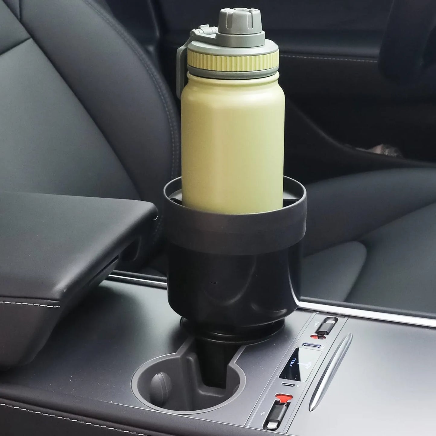 Adjustable Cup Holder Expander for Tesla Model 3 Model Y Model S Model X – Large Bottle & Mug Adapter for 16–40oz Bottles, Anti-Slip Universal Cup Holder Insert