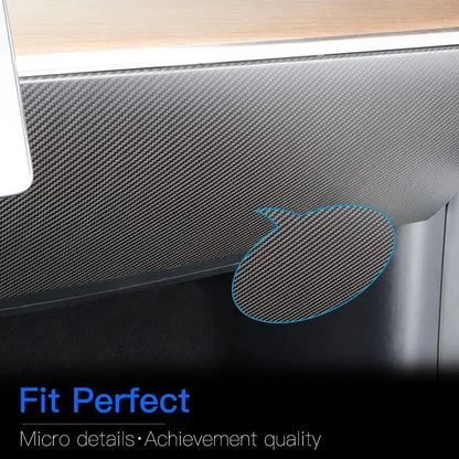 Dry Carbon Fiber Glove Box Cover for Tesla Model 3 & Model Y (2017–2025) – Interior Scratch Protection Overlay (Highland & Juniper)