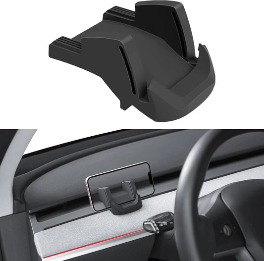 Silicone Dashboard Phone Mount for Tesla Model 3 & Model Y (2017–2025) | Non-Destructive Horizontal Phone Holder with Multi-Hook Design