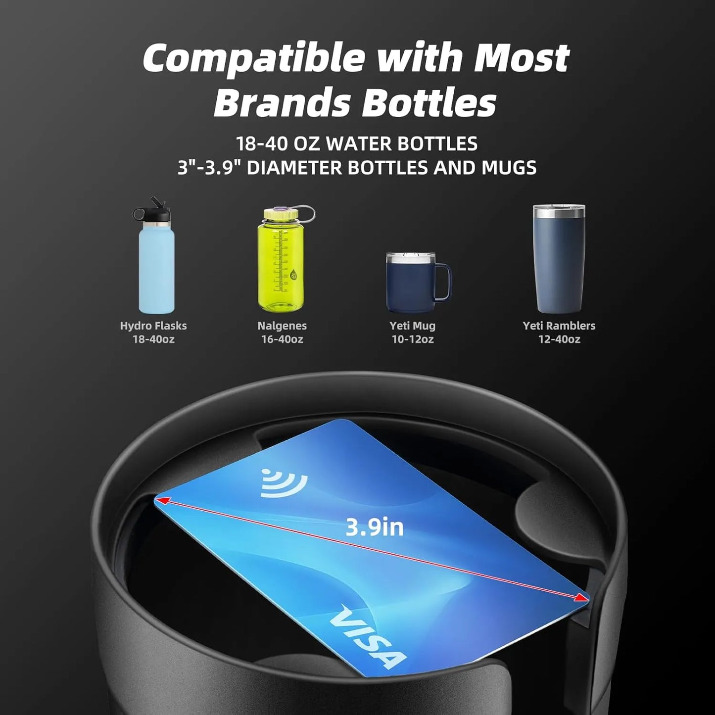 Adjustable Cup Holder Expander for Tesla Model 3 Model Y Model S Model X – Large Bottle & Mug Adapter for 16–40oz Bottles, Anti-Slip Universal Cup Holder Insert