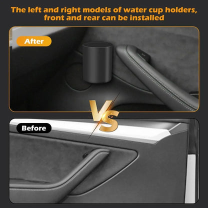 Door Cup Holder for Tesla Model 3 & Model Y (2017–2025) – Metal-Reinforced Door Storage Insert, No-Drill Installation