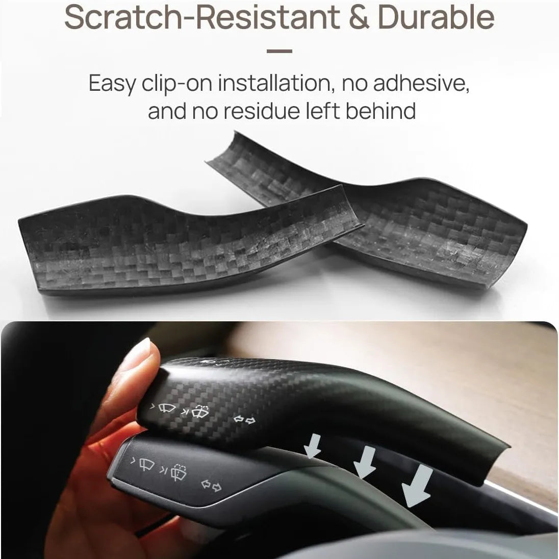 Tesla Model 3/Y Turn Signal Stalk Covers – Real Dry Carbon Fiber Interior Upgrade (2018-2024)