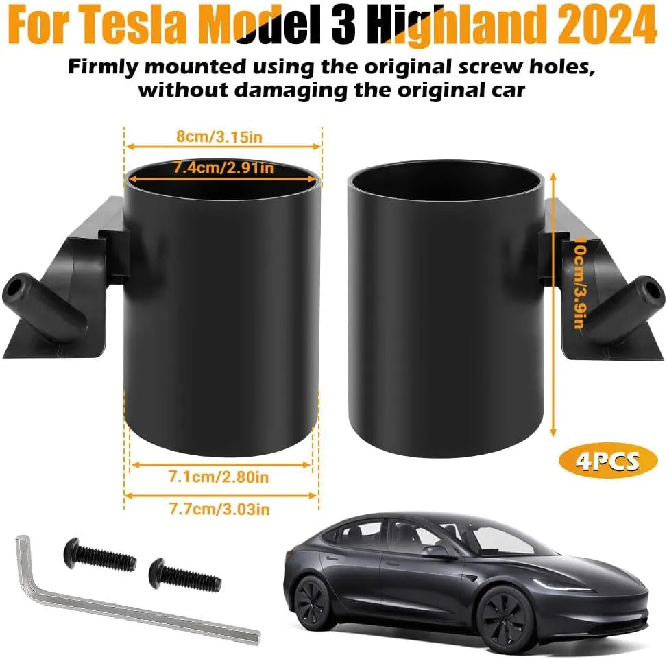 Door Cup Holder for Tesla Model 3 & Model Y (2017–2025) – Metal-Reinforced Door Storage Insert, No-Drill Installation
