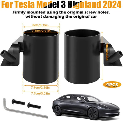 Door Cup Holder for Tesla Model 3 & Model Y (2017–2025) – Metal-Reinforced Door Storage Insert, No-Drill Installation