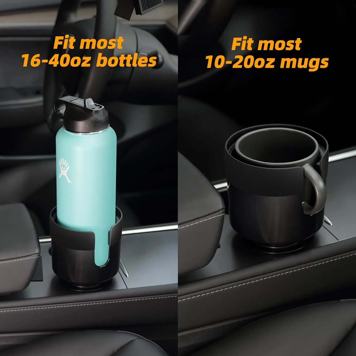 Adjustable Cup Holder Expander for Tesla Model 3 Model Y Model S Model X – Large Bottle & Mug Adapter for 16–40oz Bottles, Anti-Slip Universal Cup Holder Insert