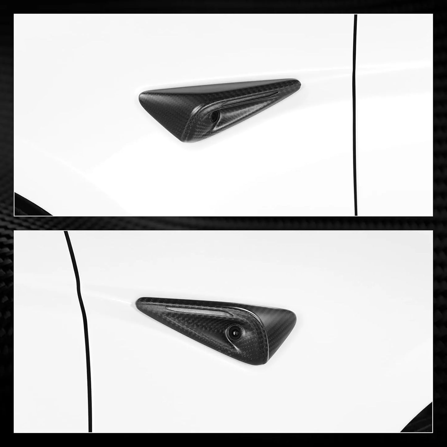 Real Carbon Fiber Side Camera Covers for Tesla Model 3 & Model Y (HW3.0 / HW4.0) – Ultra-Thin Protective Camera Mods