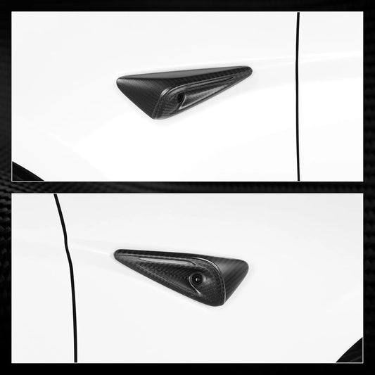 Real Carbon Fiber Side Camera Covers for Tesla Model 3 & Model Y (HW3.0 / HW4.0) – Ultra-Thin Protective Camera Mods